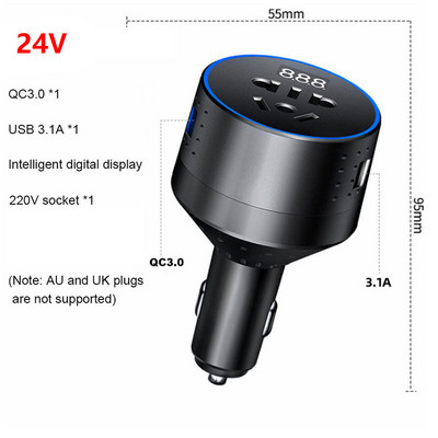 Inverteres autós töltő 12V 220V 110V PD Type-C QC3.0 USB aljzat autós töltőadapter 24V Auto Power Converter konverter 12v a 220v