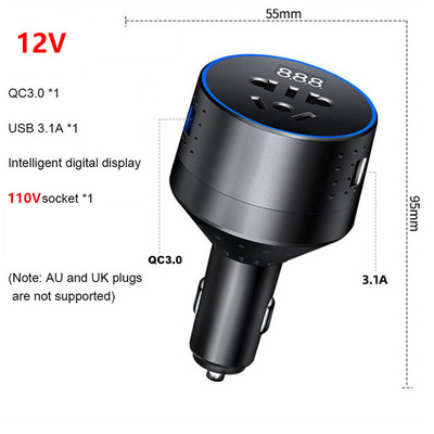 Inverteres autós töltő 12V 220V 110V PD Type-C QC3.0 USB aljzat autós töltőadapter 24V Auto Power Converter konverter 12v a 220v