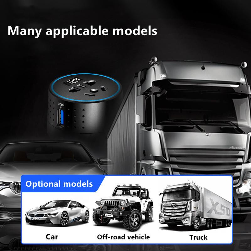 Inverteres autós töltő 12V 220V 110V PD Type-C QC3.0 USB aljzat autós töltőadapter 24V Auto Power Converter konverter 12v a 220v