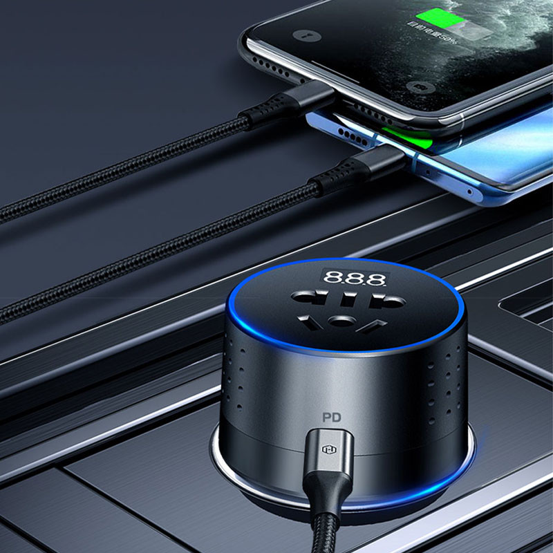 Inverteres autós töltő 12V 220V 110V PD Type-C QC3.0 USB aljzat autós töltőadapter 24V Auto Power Converter konverter 12v a 220v