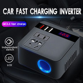 Μετατροπέας ισχύος αυτοκινήτου 150W Μετατροπέας ταχείας φόρτισης DC 12V σε 110V Μετατροπέας φορτιστή USB για iPad RV SUV για Tablet Auto Mobile