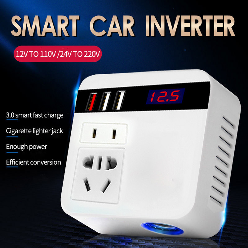 150 W autós tápfeszültség inverter DC 12 V - 110 V gyorstöltés átalakító USB töltő inverter iPad RV SUV-hoz autó mobiltelefon táblagéphez