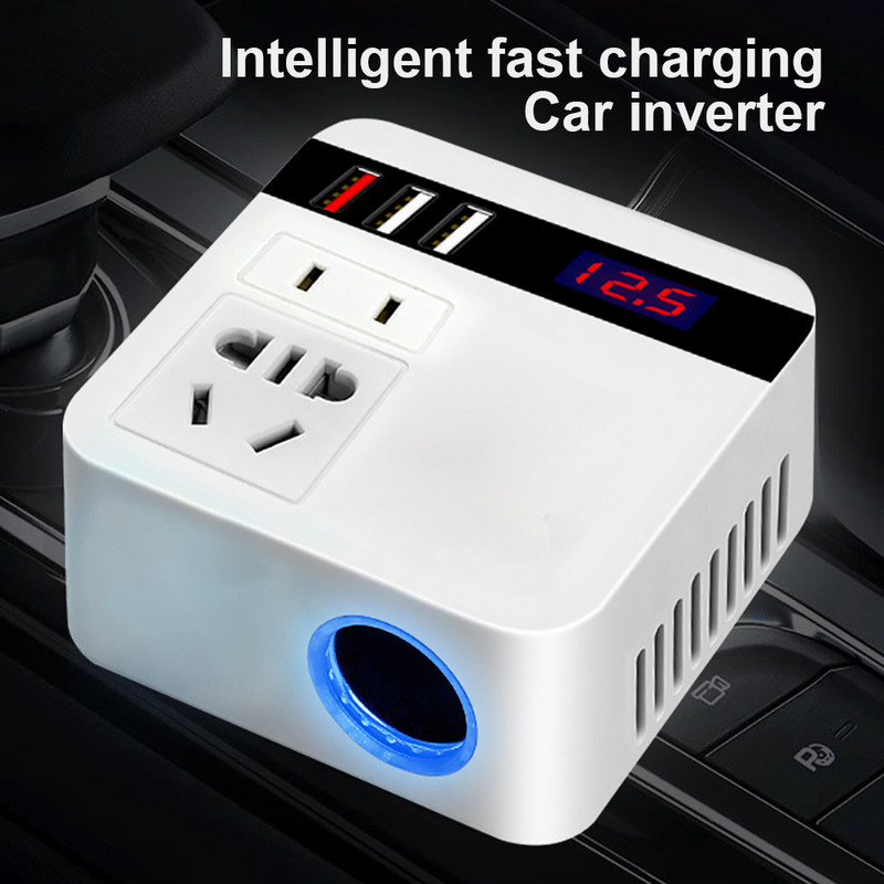 150 W autós tápfeszültség inverter DC 12 V - 110 V gyorstöltés átalakító USB töltő inverter iPad RV SUV-hoz autó mobiltelefon táblagéphez
