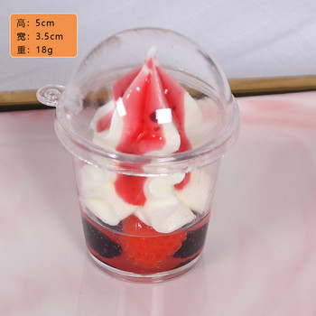 5cmX3,5cm Simulation Cream Ice Cream Cup Model PVC Soft Glue Mini Props Candy Cup of Fruit Ice Cream Fake Ice Cream DECOR