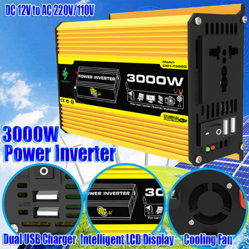 3000W мощност инвертор модифицирана синусоида DC12Volt към AC110/220Volt трансформатор зарядно устройство преобразувател автоматичен захранващ адаптер щипки за батерии