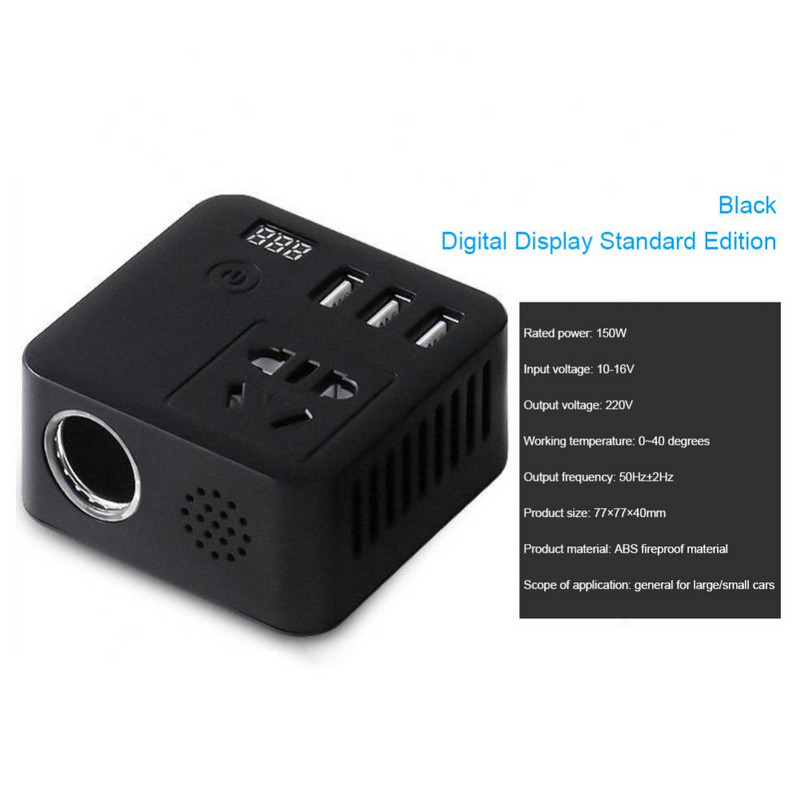 Autós teherautó átalakító tápegység digitális kijelző Többfunkciós univerzális, praktikus, tartós autós kellékek autóinverter Qc3.0