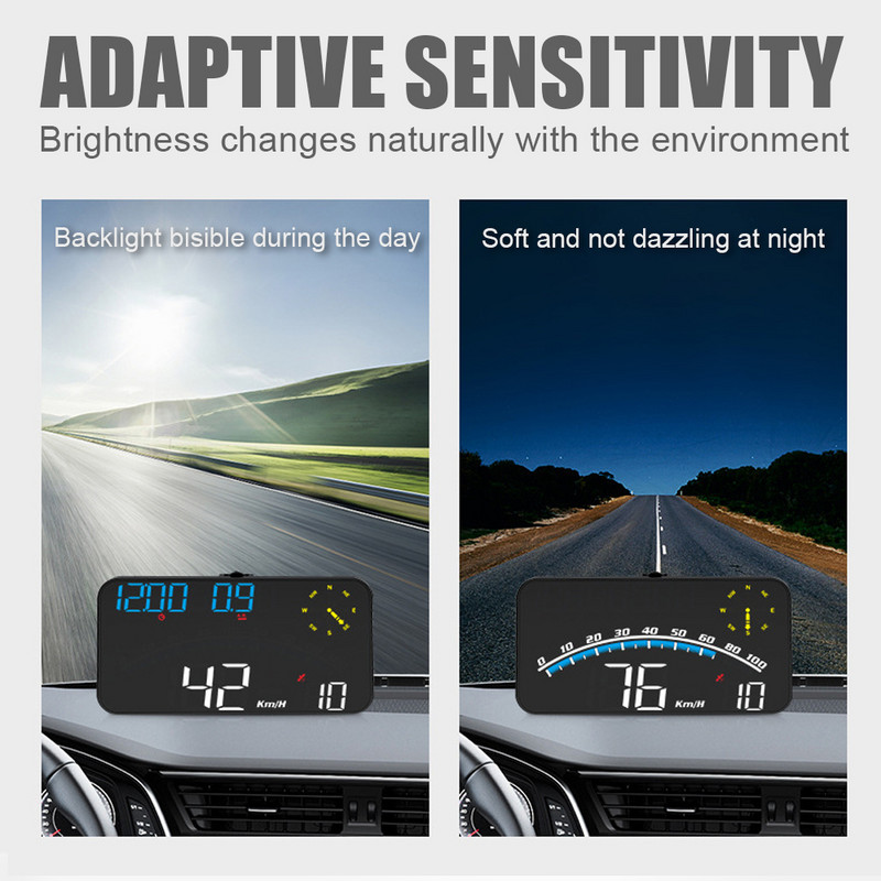 Autó HUD Sebességmérő Óra Kilométeróra fejjel felfelé kijelző Digitális GPS riasztó Fedélzeti Számítógép Szélvédő Kivetítő Belső Cartronics