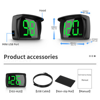 2023 New Car Head-up Display Y03 GPS HUD Digital Speedometer Auto Electronic Accessories Factory Direct sale KMH MPH For All Cas