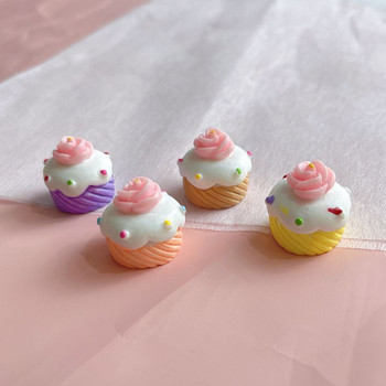 5 бр. Мини симулация 3D торти с цветя Детски подаръци Смола Фалшиви хранителни орнаменти Миниатюрна торта Kawaii Направи си сам Аксесоари за скрапбукинг