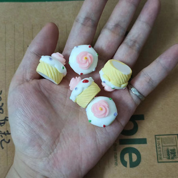 5 бр. Мини симулация 3D торти с цветя Детски подаръци Смола Фалшиви хранителни орнаменти Миниатюрна торта Kawaii Направи си сам Аксесоари за скрапбукинг