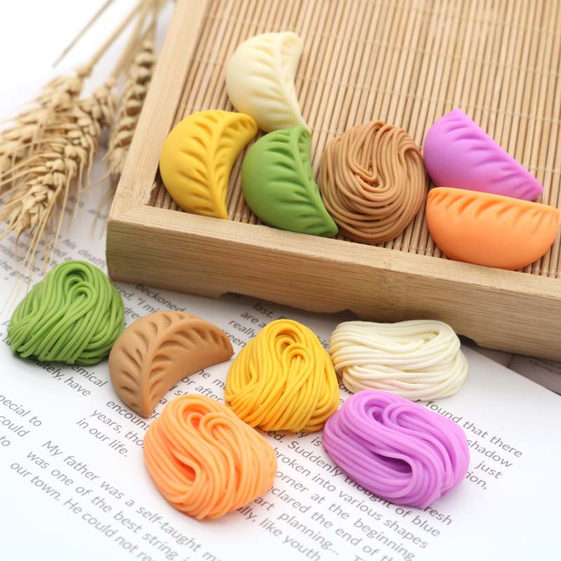 6PCS Simulation Dumpling Instant Noodles Kids Kitchen Toy Fake Food DIY Resin Scrapbooking Crafts Διακόσμηση σπιτιού