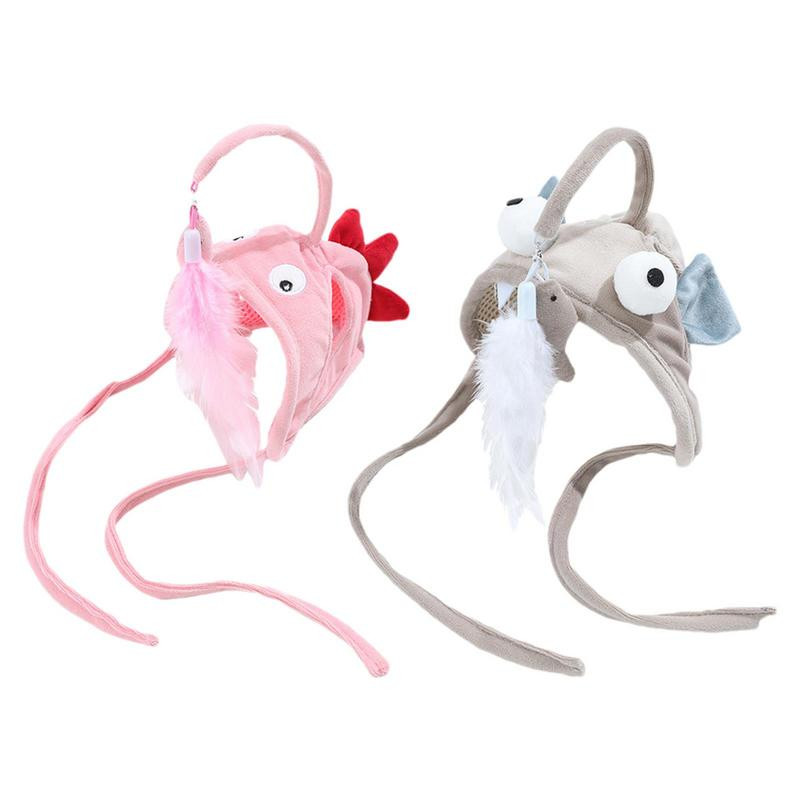 Παιχνίδια γάτας που τοποθετούνται στο κεφάλι Αστεία ραβδί γάτα γατάκι Διαδραστικά παιχνίδια κεφαλής ψαρέματος Φτερά καπέλου Ραβδί προμήθειες κατοικίδιων Ράβδο τρέιλερ για γάτα