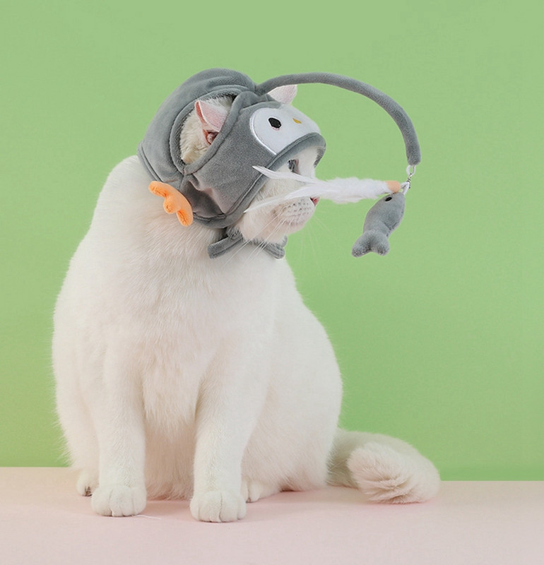 Διαδραστικά παιχνίδια για γάτες Ψάρεμα Κεφαλή κεφαλής Καπέλο Φτερά Tease Kitten Cats Καλύμματα κεφαλιού Αξεσουάρ για κατοικίδια που παίζουν μόνοι τους