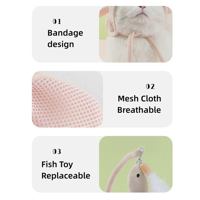 Διαδραστικά παιχνίδια για γάτες Ψάρεμα Κεφαλή κεφαλής Καπέλο Φτερά Tease Kitten Cats Καλύμματα κεφαλιού Αξεσουάρ για κατοικίδια που παίζουν μόνοι τους