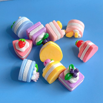 10 τμχ Μίνι προσομοίωση 3D κέικ με στρώματα φρούτων Ψεύτικα στολίδια τροφίμων Μινιατούρα Κέικ Kawaii DIY Αξεσουάρ Scrapbooking Δώρα για παιδιά