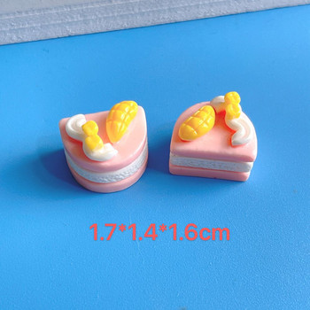 10 τμχ Μίνι προσομοίωση 3D κέικ με στρώματα φρούτων Ψεύτικα στολίδια τροφίμων Μινιατούρα Κέικ Kawaii DIY Αξεσουάρ Scrapbooking Δώρα για παιδιά