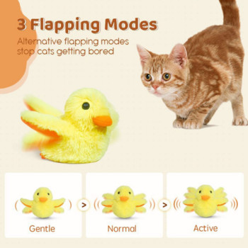 Flapping Duck Cat Toys Интерактивни електрически играчки за птици Миеща се котешка плюшена играчка с котешка билка Сензор за вибрации Котки Игра Играчка Коте
