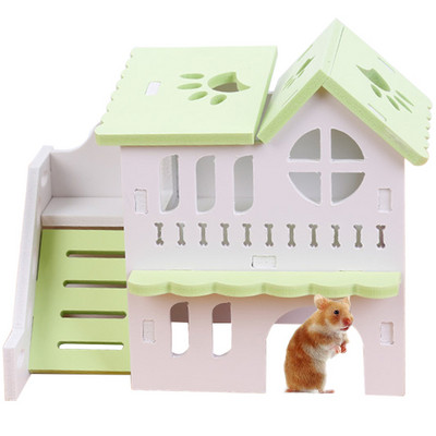 Hamstrimaja Puidust peidupaik Lemmikloomade Mänguasjad Villa Onn Labürint elupaigad Guinea Deluxe Peidikud Kahekihilised majad Loomad Gerbil