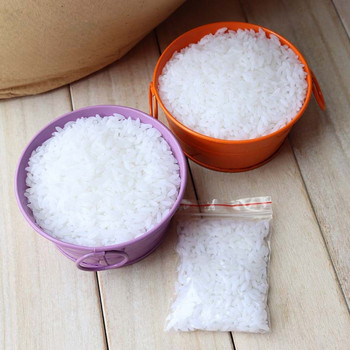 40g/торба Симулация на бял ориз Реалистичен PVC модел на ориз Дисплей Подпори Изкуствени фалшиви оризови зърна Направи си сам Декорация на кухненски шкаф
