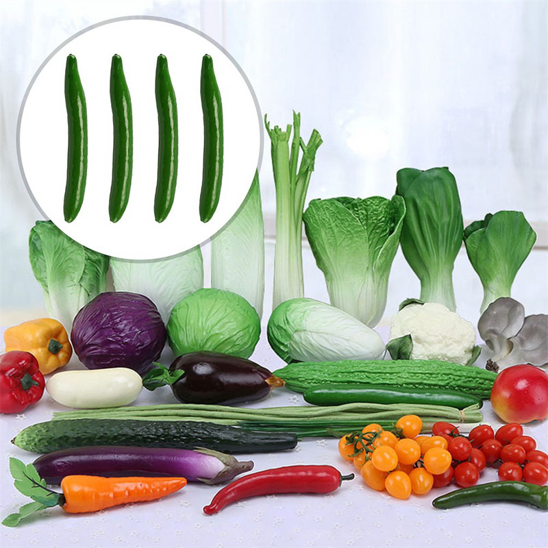 4 τμχ ψεύτικα παιχνίδια με λαχανικά Διακόσμηση τραπεζαρίας Μοντέλο φαγητού αγγούρι Πλαστικά λαχανικά Διακόσμηση Play Αξεσουάρ κουζίνας