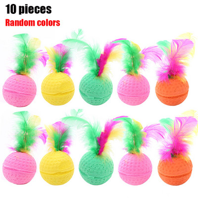 10 τεμάχια/Παρτίδα Παιχνίδια για κατοικίδια Λατέξ μπάλα για γάτα Παιχνίδι από αφρό μπάλα Φτερό γατάκι που παίζει γάτες μπάλα παιχνίδι Αστεία διαδραστικά παιχνίδια για κατοικίδια Αξεσουάρ για κατοικίδια
