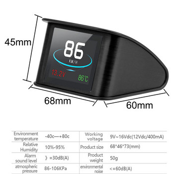 OBD Smart Digital Meter HUD P10 Car Electrics for Car Speedometer Temperature RPM Mileage Gauge Head Up Multi-function Display