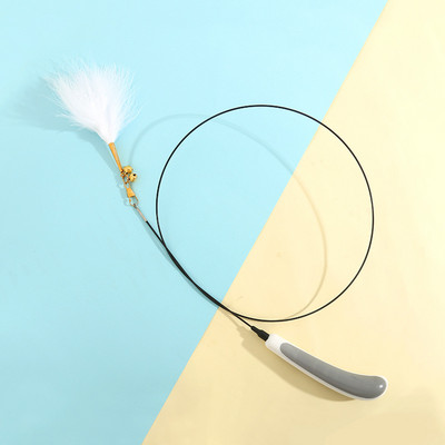 Funny Cat Stick Διαδραστικό παιχνίδι φτερό γάτας με ρυθμιζόμενο παιχνίδι με ραβδί γάτας για γατάκι που παίζει Teaser ραβδί παιχνίδι προμήθειες για κατοικίδια