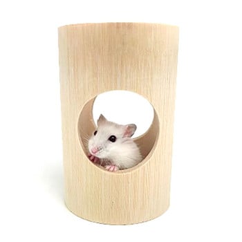 Hamster Wood Tunnel Hollow Bamboo Chew Toys Ferret Play Center for Hedgehog Rat Wooden Hideaway με 3 τρύπες