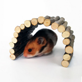 Ξύλινη Αψίδα Γέφυρα Dodging House Hamster Tunnel Pet Rabbit Climbing Molar Toy