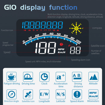 Για όλα τα αυτοκίνητα Ταχύμετρο Head Up Display Έξυπνο ψηφιακό αυτοκίνητο ενσωματωμένο υπολογιστή Αξεσουάρ ηλεκτρονικών αυτοκινήτων