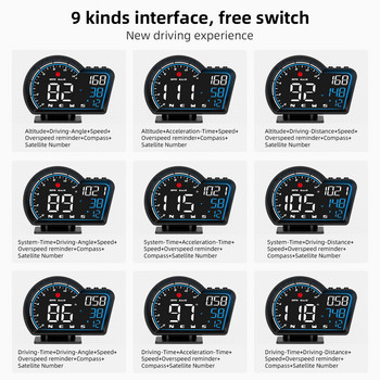 HUD GPS για ταχύμετρο Έξυπνη ψηφιακή υπενθύμιση συναγερμού Οθόνη Ηλεκτρονικά Αξεσουάρ αυτοκινήτου Ενσωματωμένο Υπολογιστή Αυτοκίνητο