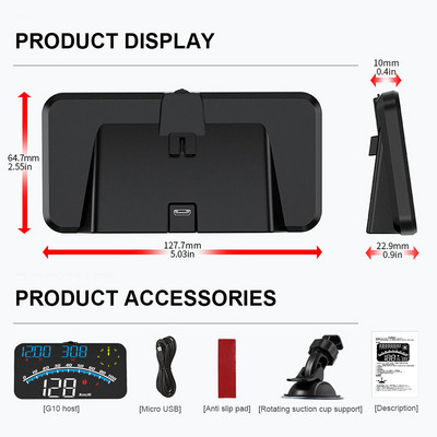 G10 G4S Univerzális autós HUD Sebességmérő Head Up Display Digitális GPS Kilométer-túllépés Riasztó Szélvédő Kivetítő Auto Tartozékok
