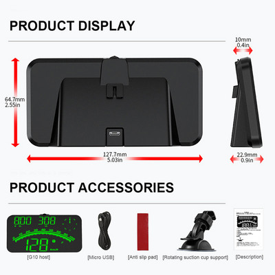G10 G4S Univerzális autós HUD Sebességmérő Head Up Display Digitális GPS Kilométer-túllépés Riasztó Szélvédő Kivetítő Auto Tartozékok