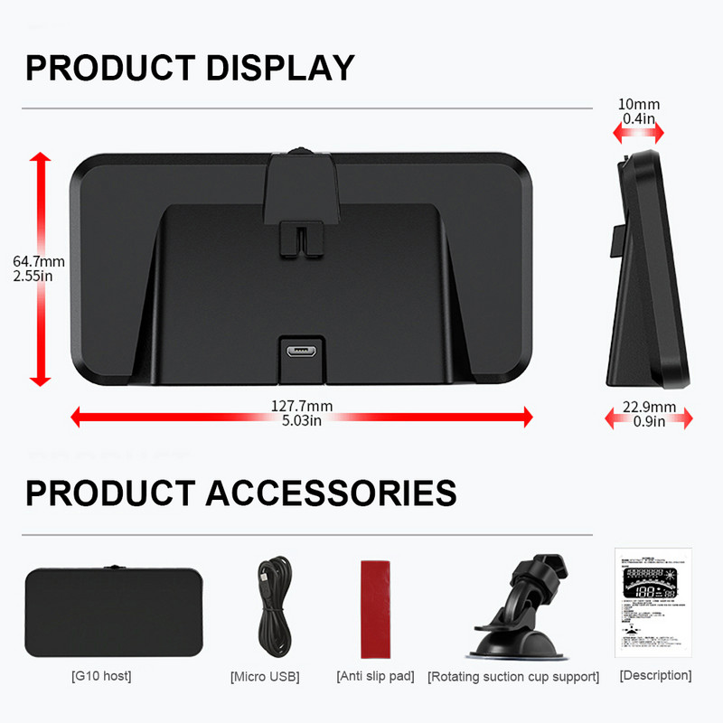 G10 G4S Univerzális autós HUD Sebességmérő Head Up Display Digitális GPS Kilométer-túllépés Riasztó Szélvédő Kivetítő Auto Tartozékok