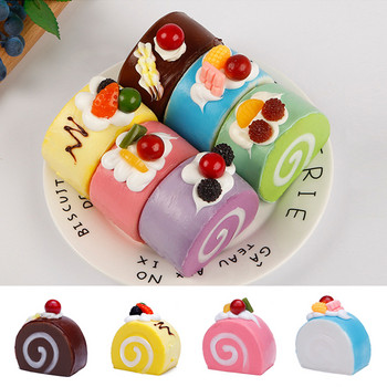 PU Simulation Model Cake Artificial Lifelike Fake Cream Swiss Roll Dessert Fruit Cake Kitchen Home Party Decor Photography Props