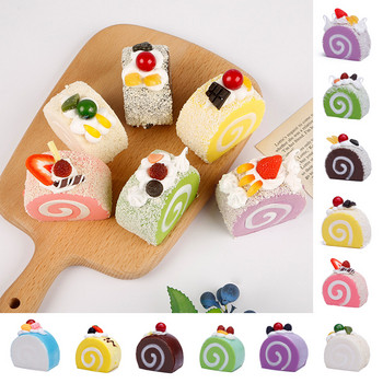 PU Simulation Model Cake Artificial Lifelike Fake Cream Swiss Roll Dessert Fruit Cake Kitchen Home Party Decor Photography Props