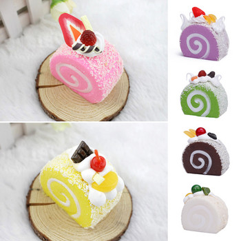 PU Simulation Model Cake Artificial Lifelike Fake Cream Swiss Roll Dessert Fruit Cake Kitchen Home Party Decor Photography Props