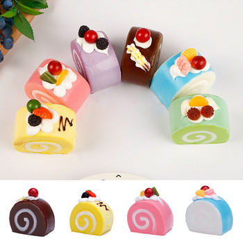 PU Simulation Model Cake Artificial Lifelike Fake Cream Swiss Roll Dessert Fruit Cake Kitchen Home Party Decor Photography Props