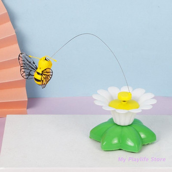 Интерактивна играчка за котки с летяща птица Пчела Пеперуда върху телена основа за цветя Електронни въртящи се на 360° закачки Играчки за котки Коте