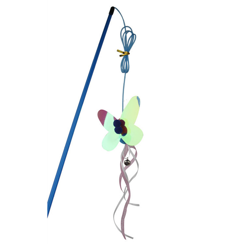 Χαριτωμένα παιχνίδια εντόμων για γάτες Smiley Teasing Wand Kitten Fishing Rod Interactive Training Feather Butterfly Funny Cat Stick Pet Supplies