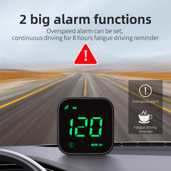 Mini Car Universal HUD Head Up Display 2,5 ιντσών με ταχύτητα MPH, κατεύθυνση οδήγησης πυξίδας, υπενθύμιση οδήγησης κούρασης