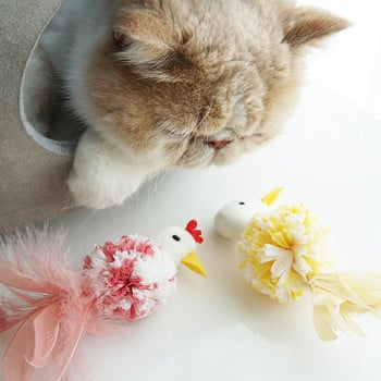 Legendog Cute Chick Kitten Play Toy Cat Interactive Toy With Fake Feather Cat Playing Toy Домашни любимци Продукти за котки