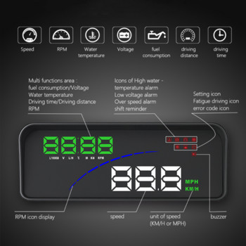 Ψηφιακά αυτόματα ταχύμετρα αυτοκινήτου Οθόνη Head Up Θερμοκρασία νερού αυτοκινήτου Συναγερμός τάσης Έξυπνα αυτόματα εργαλεία Οθόνη Hud