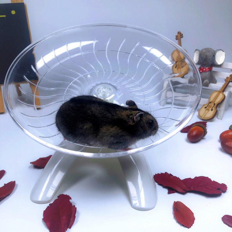 Mājdzīvnieka kāmja skriešanas ritenis izslēgts lidojošais apakštase tērauda ass skriešanas disks rotaļlietas būris mazo dzīvnieku kāmja piederumi