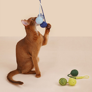 Legendog Cat Chew Toy Sisal Interactive Cat Scratch Knitting Ball Toy Sound Kitten Catnip Toy Pet Cat Toy Ball