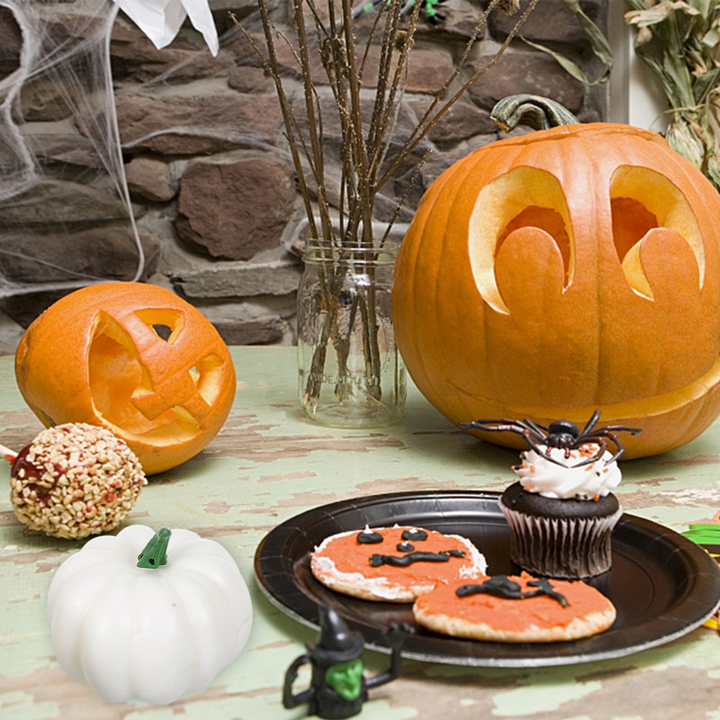 Habos fehér sütőtök szimuláció Halloween fotózás kellékek dekorációk mesterséges díszek valósághű kellékek