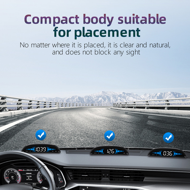 Autó HUD nagyfelbontású digitális fejjel fellépő sebességtúllépés riasztó Intelligens GPS Speedo automatikus fényérzékelő jármű teherautó számára