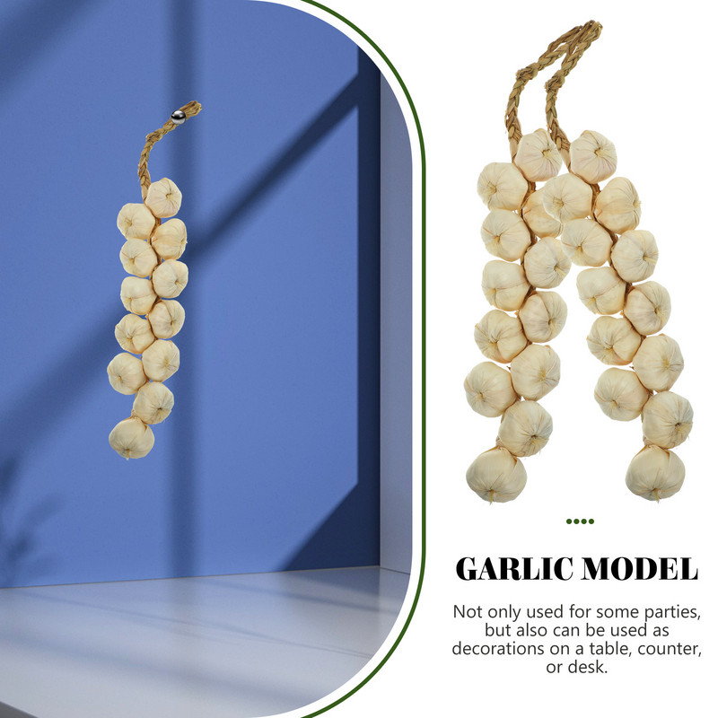 2Pack Outdoor Play Toys For Kids γιρλάντα Artificial Garlic String Stings Photography Props Garlic for Kitchen Garden Indoor Lifelike