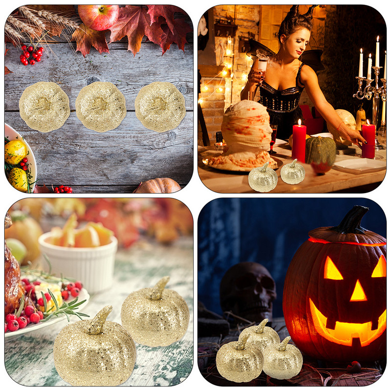 6 db mesterséges hab sütőtök kandalló Halloween sütőtök dísz őszi dekoráció zöldségfesztivál szimulált csillogó hab