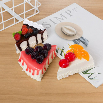 Може да се постави Симулация на торта Триъгълна торта PU материал Модел на торта Фалшив стикер за хладилник с двойно предназначение Търговски центрове